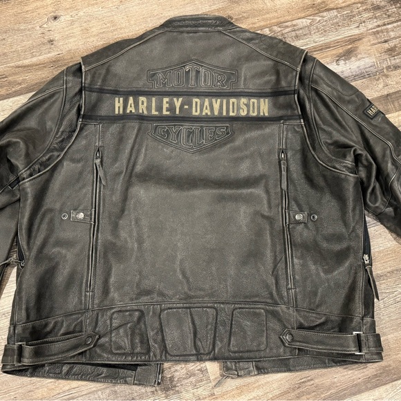 Harley Davidson Men's Distressed Vintage Motorcycle Real Cowhide Leather Jacket - Picture 4 of 5